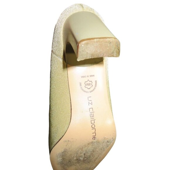 Liz Claiborne Beige Corporate 3 New York Stretch square Toe Sculpted Heel Pumps - Picture 8 of 11